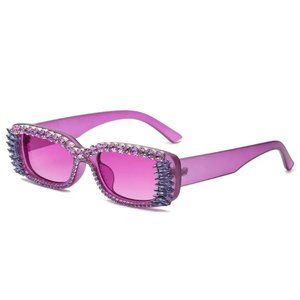 Square frame diamond rhinestone crystal sunglasses
